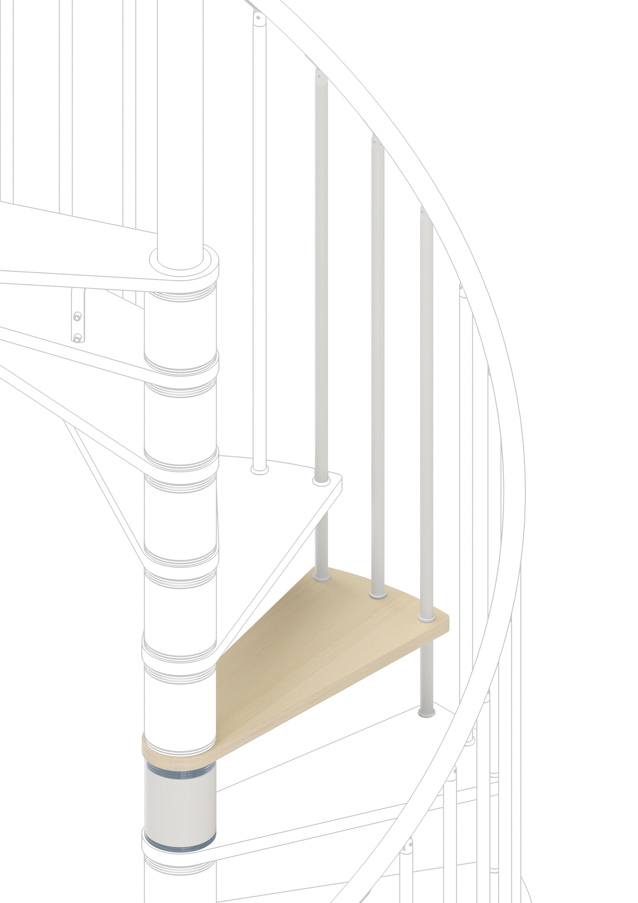 Hoop additional step (with structure and railing) - Natural