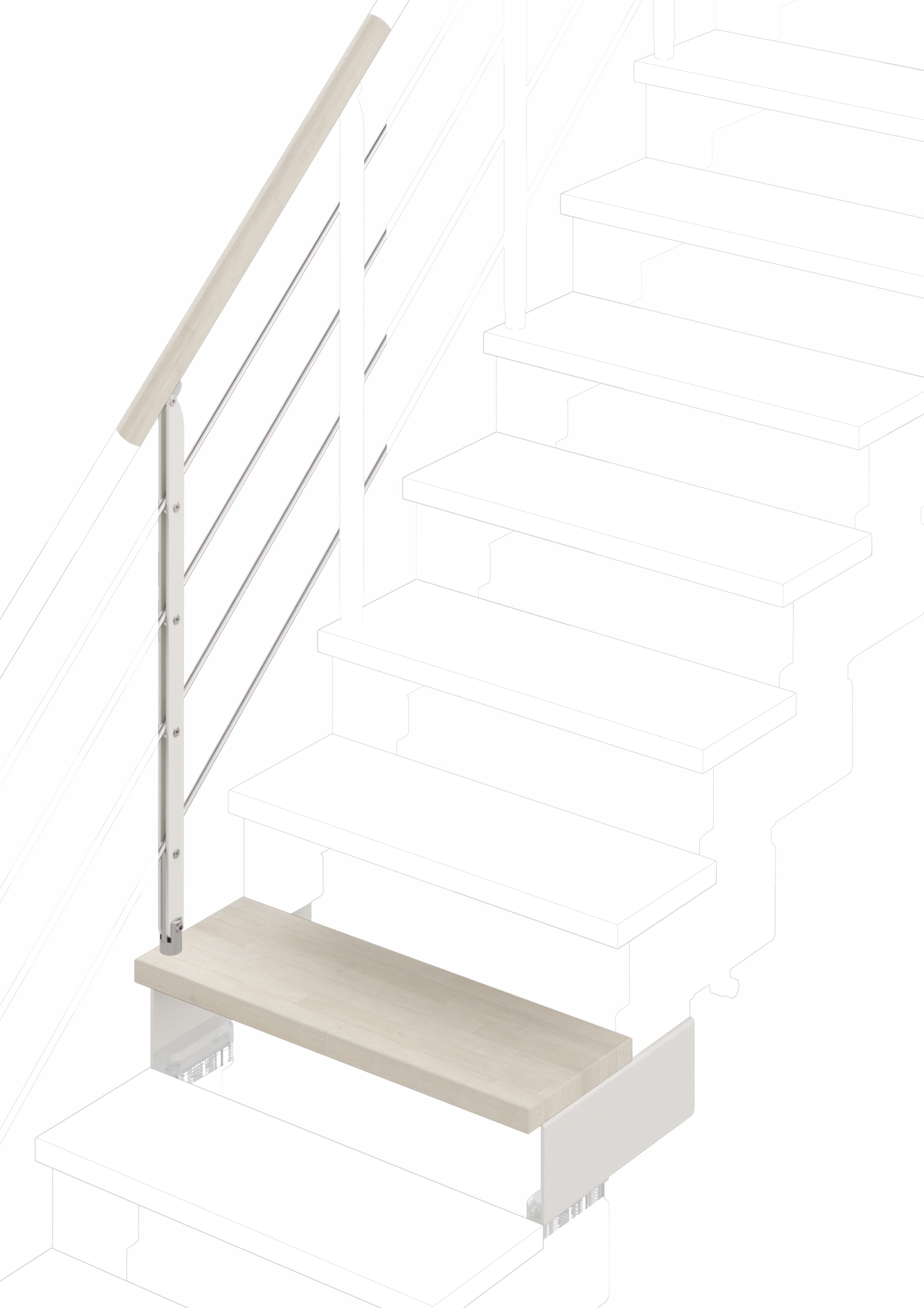 Gradino aggiuntivo Adapta 74cm (con struttura e ringhiera a filoncini orizzontali) - Sbiancato 84