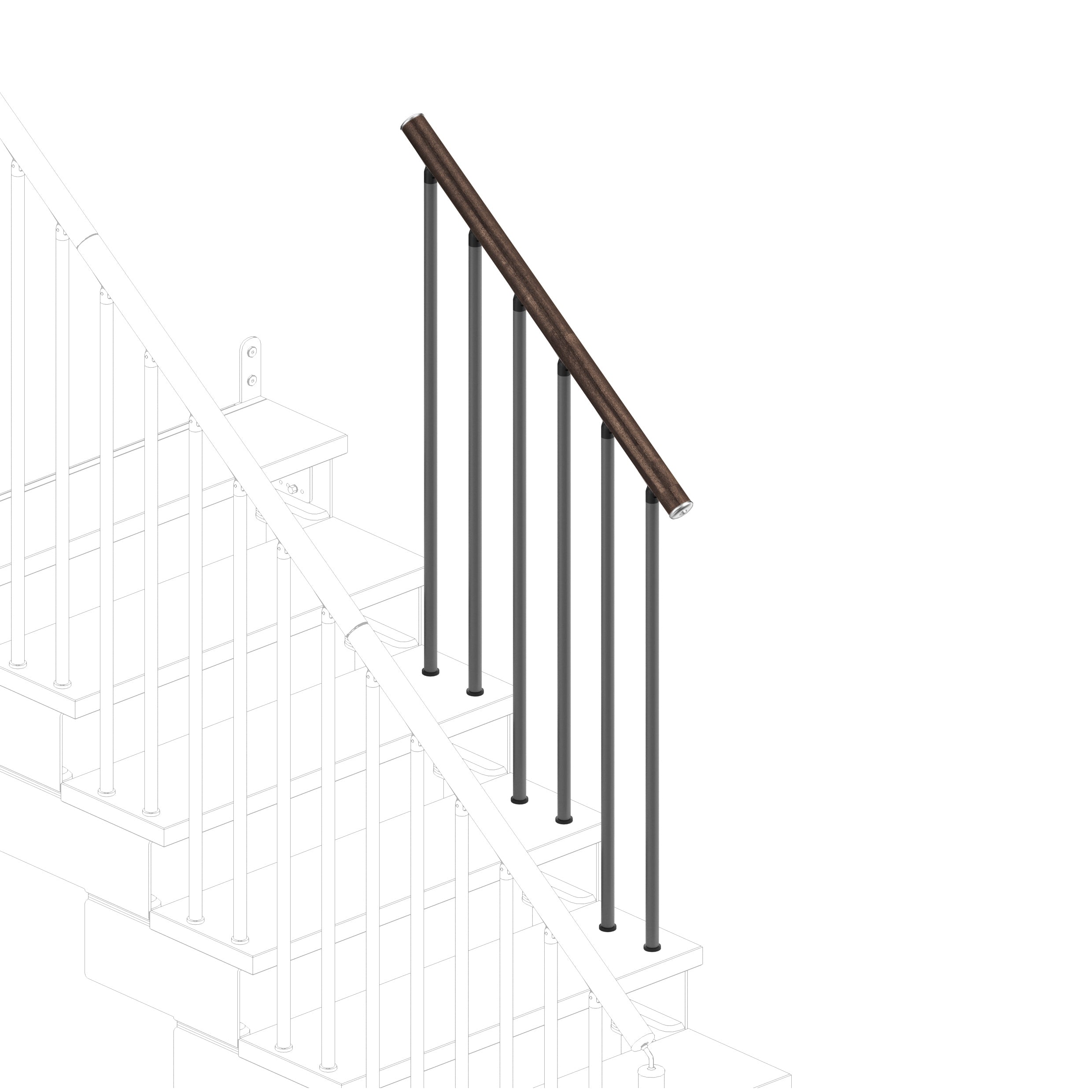Adapta railing for 3 steps (external side) - Wengé 23