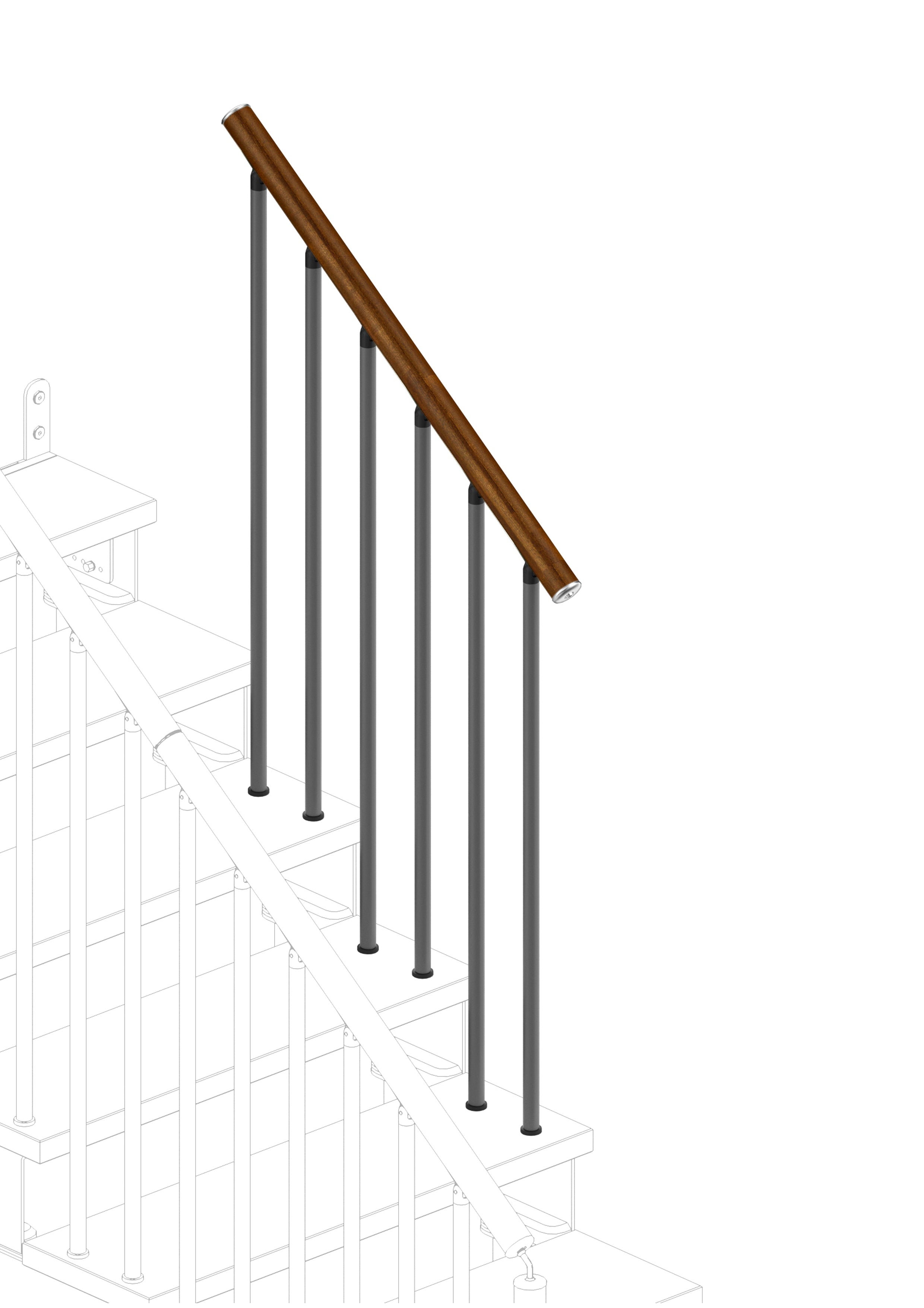 Walnut Custom Railing Railing for 3 steps Composity (external side) - Walnut 25 – Rintal