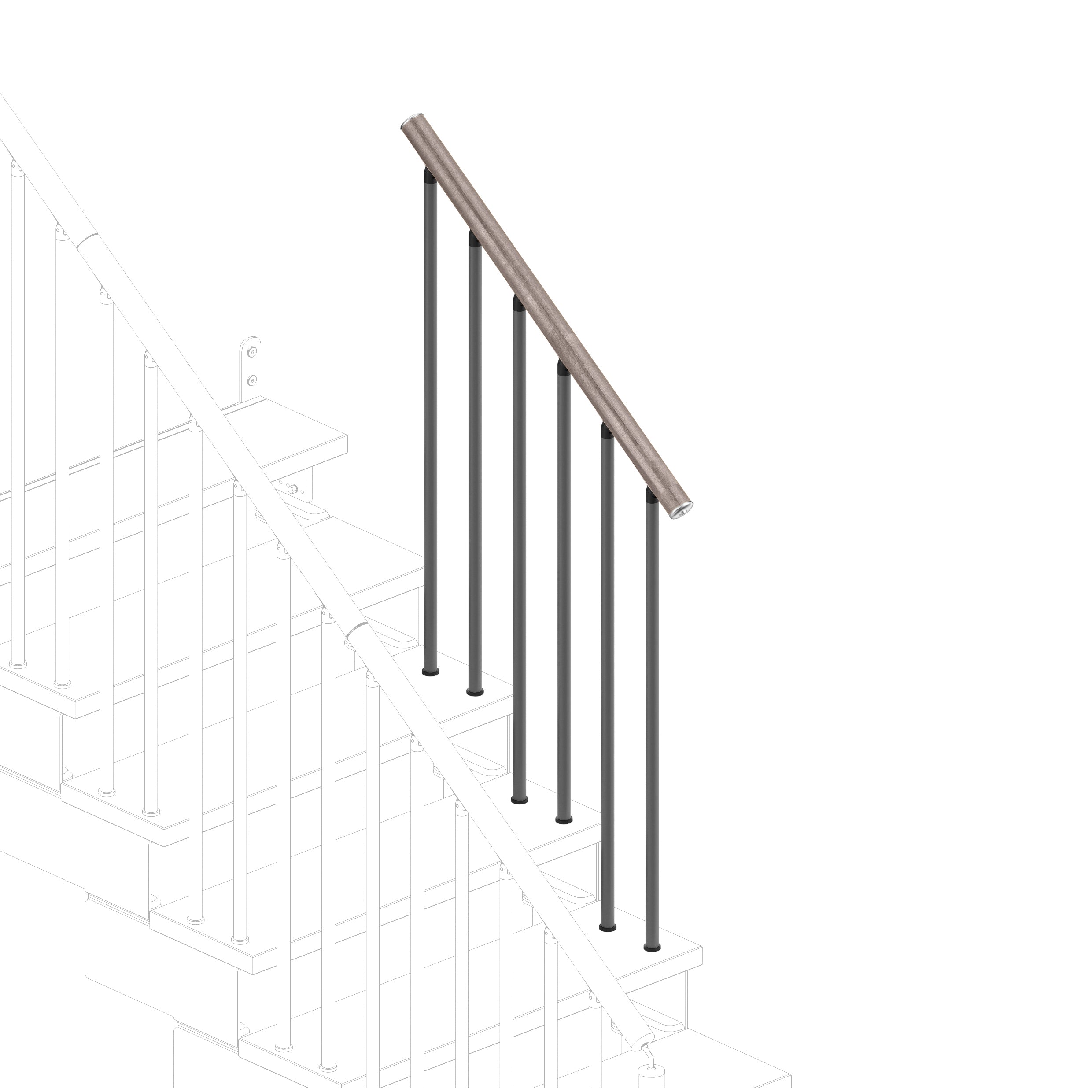 Adapta railing for 3 steps (external side) - Tortora 87