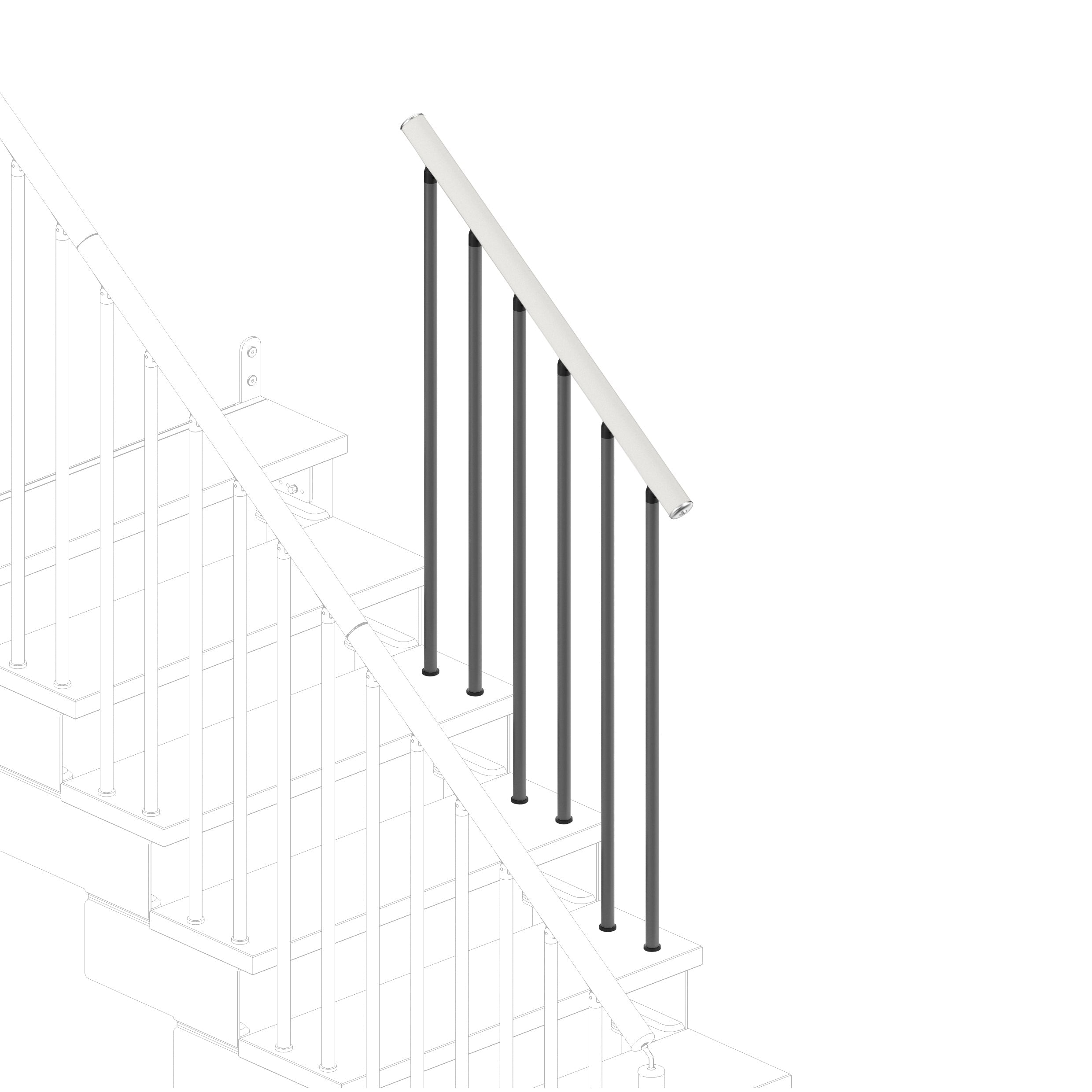 Ringhiera per 3 gradini Adapta (lato esterno)  - Bianco Laccato 94