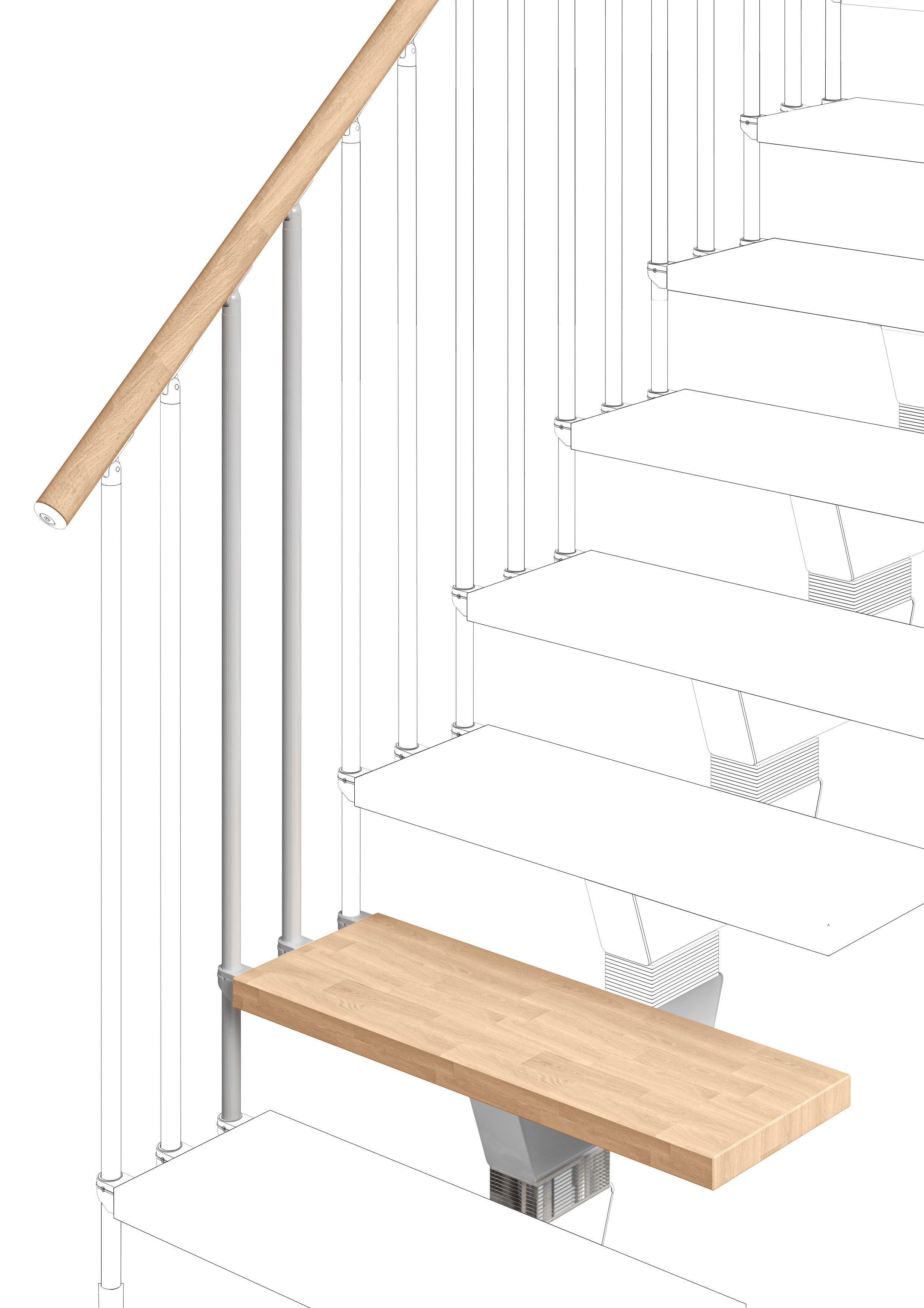 Additional step Modularis 65cm (with structure and railing) - Sand 27