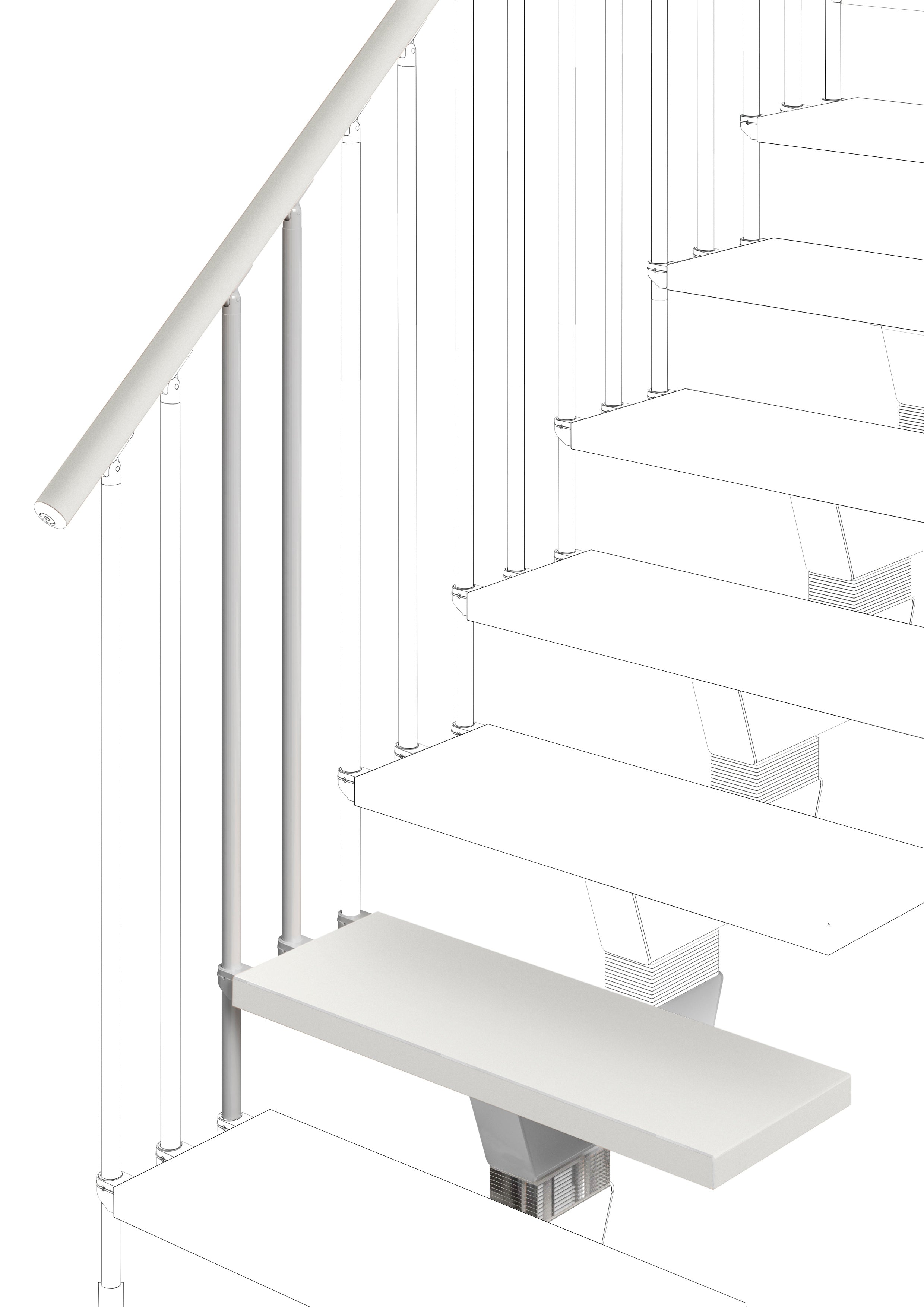 Additional step Modularis 65cm (with structure and railing) - Lacquered White 94