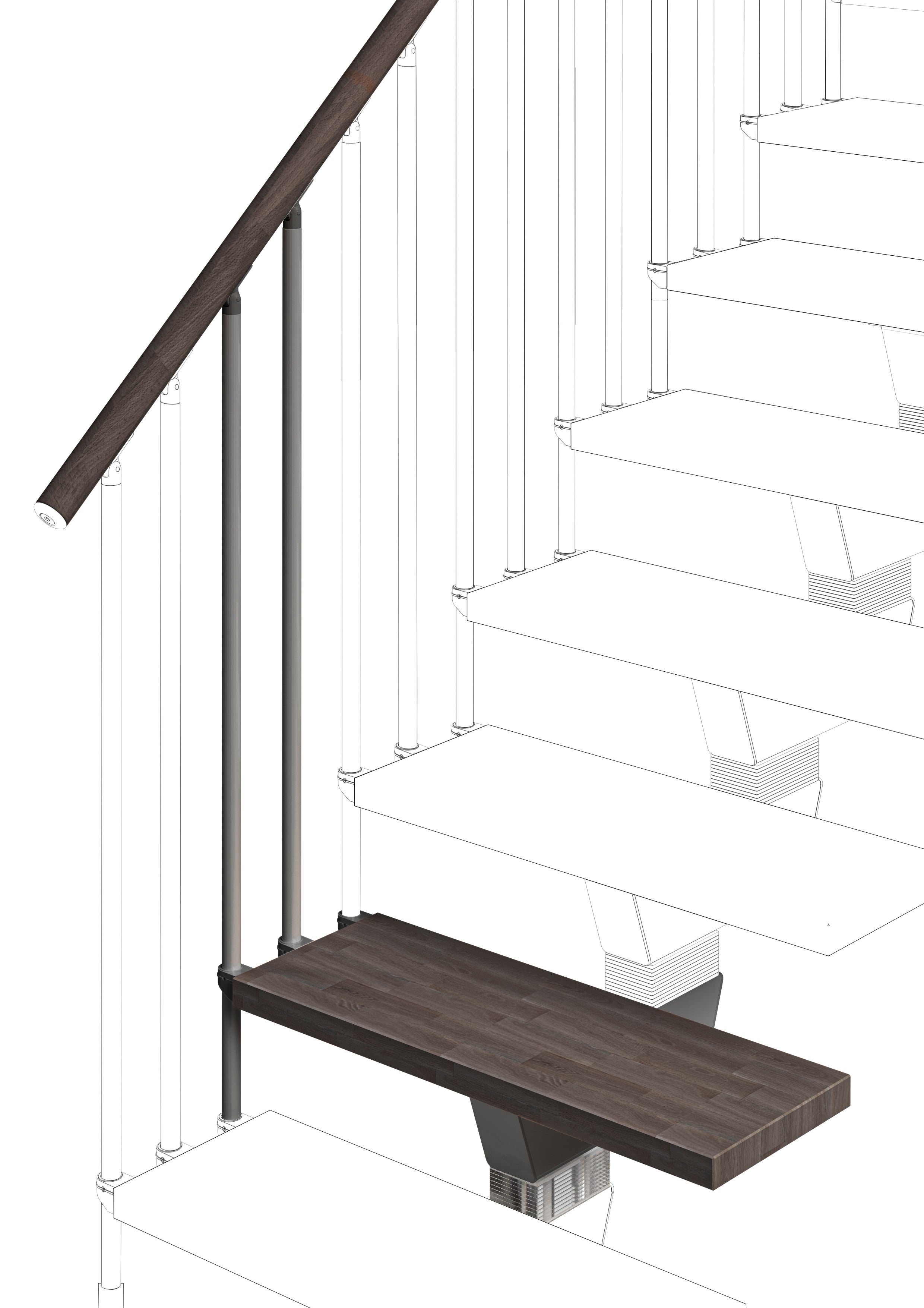 Additional step Modularis 95cm (with structure and railing) - Wengé 23