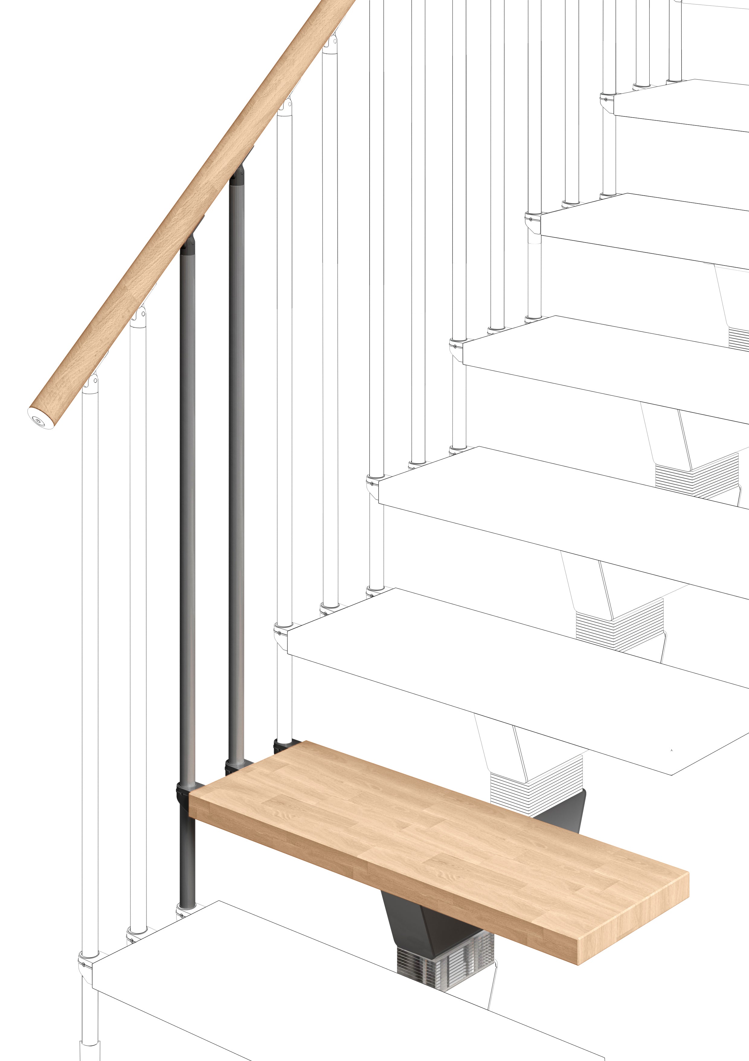 Additional step Modularis 95cm (with structure and railing) - Sand 27