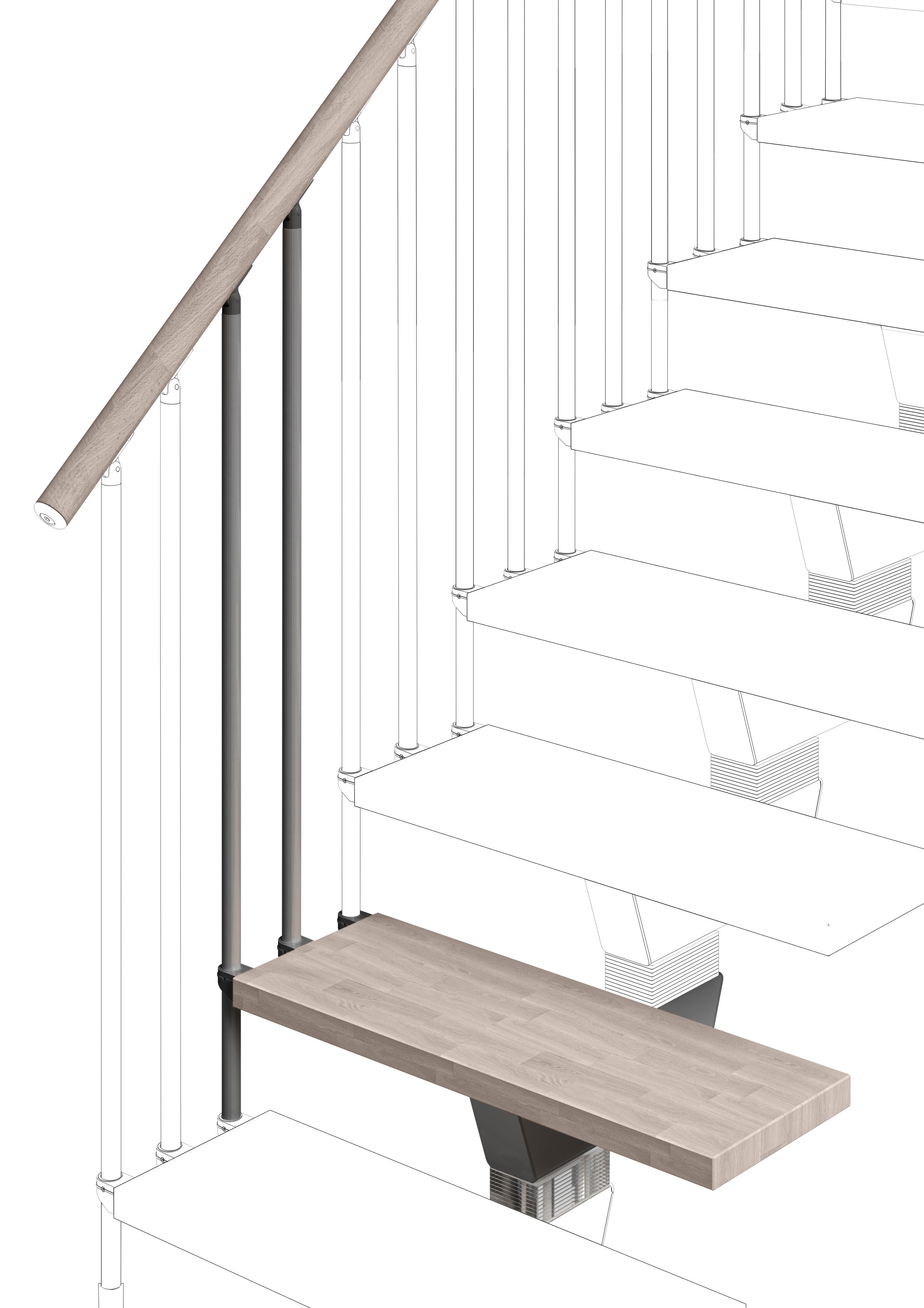 Additional step Modularis 65cm (with structure and railing) - Tortora 87