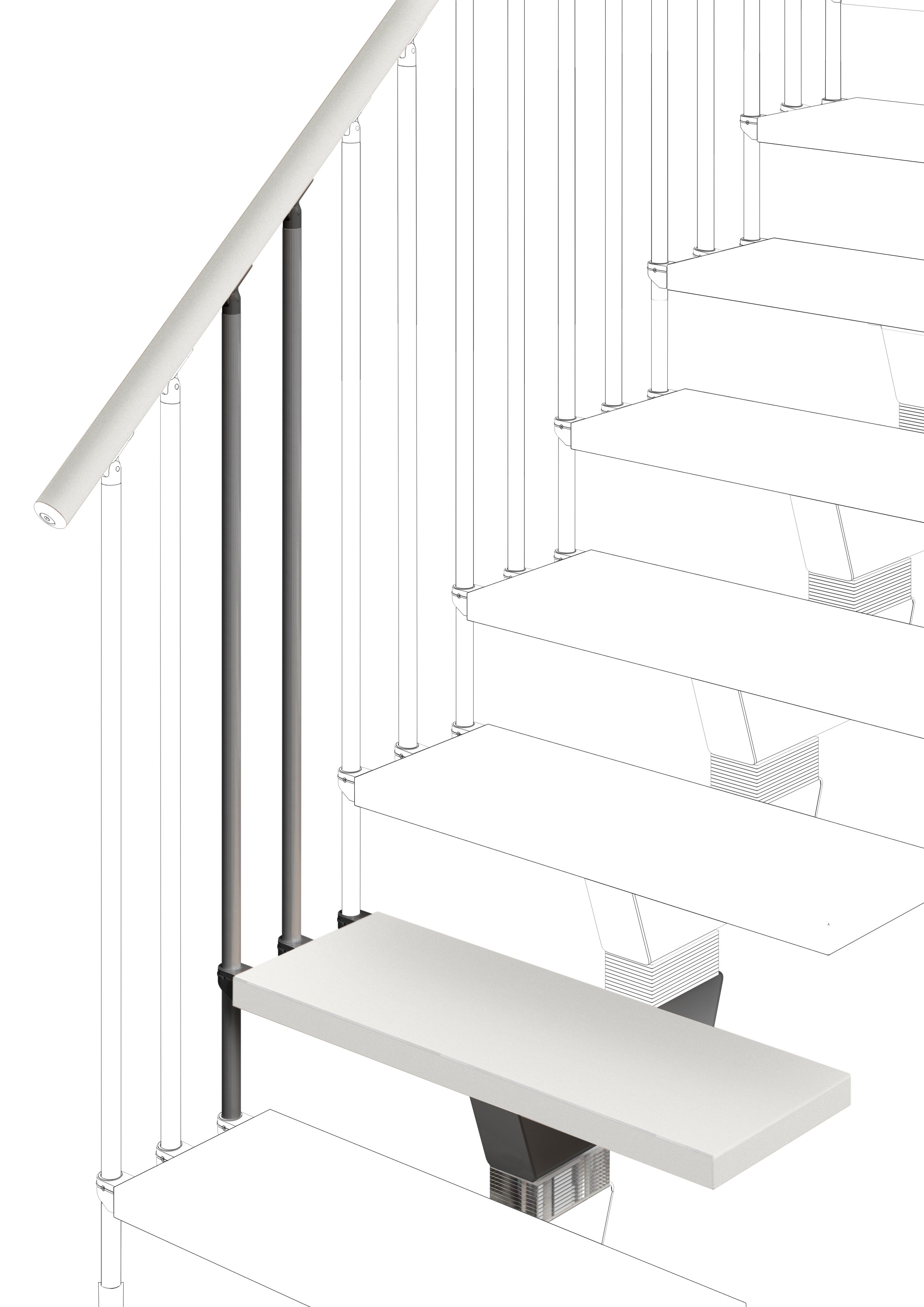 Additional step Modularis 95cm (with structure and railing) - Lacquered White 94