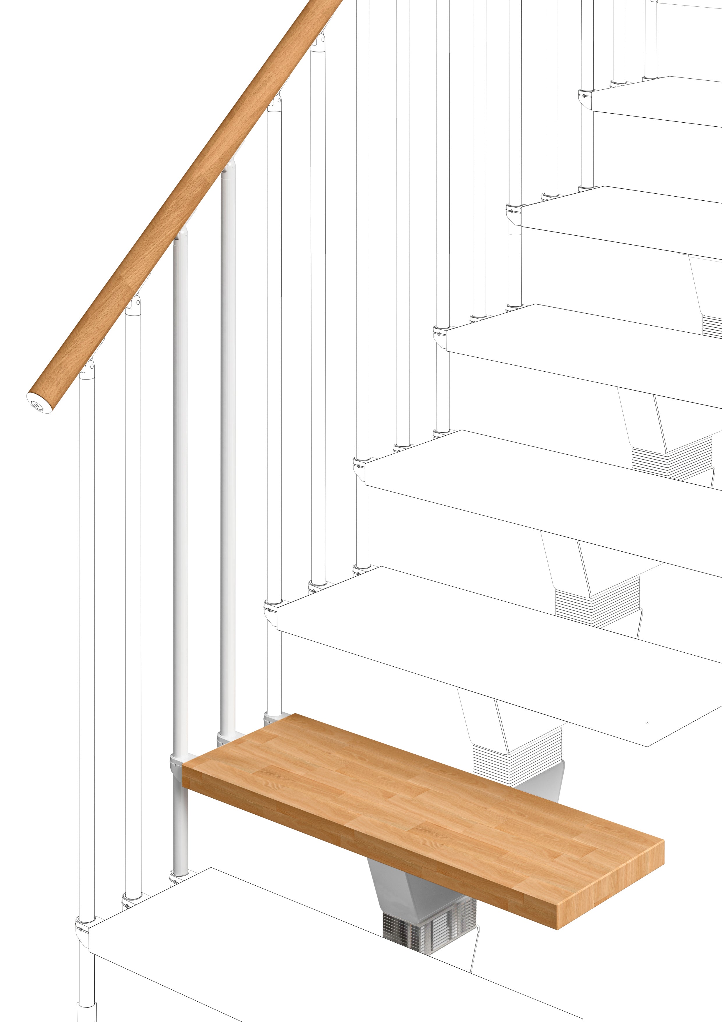 Additional step Modularis 85cm (with structure and railing) - Natural 12