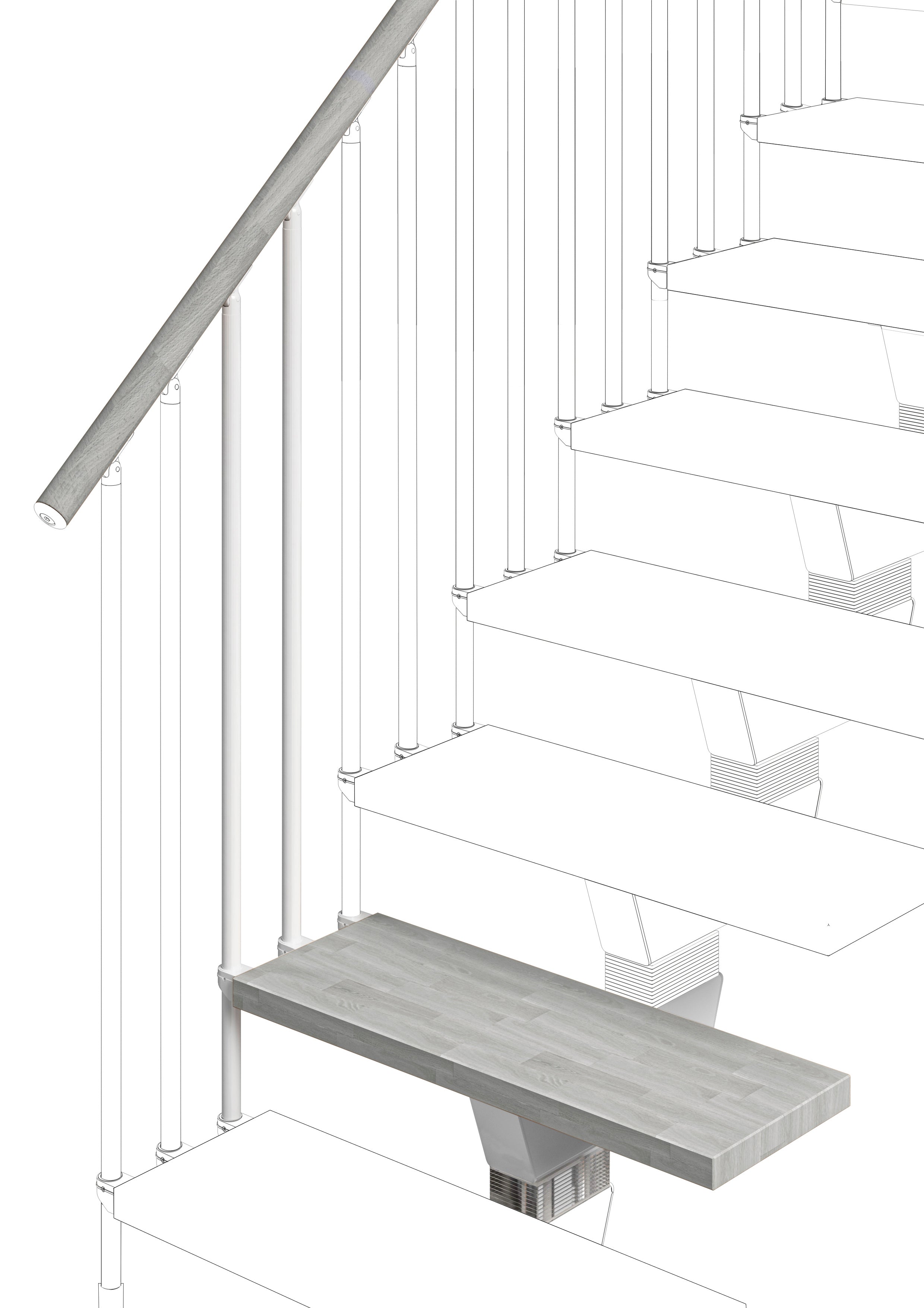 Additional step Modularis 95cm (with structure and railing) - Cement 89