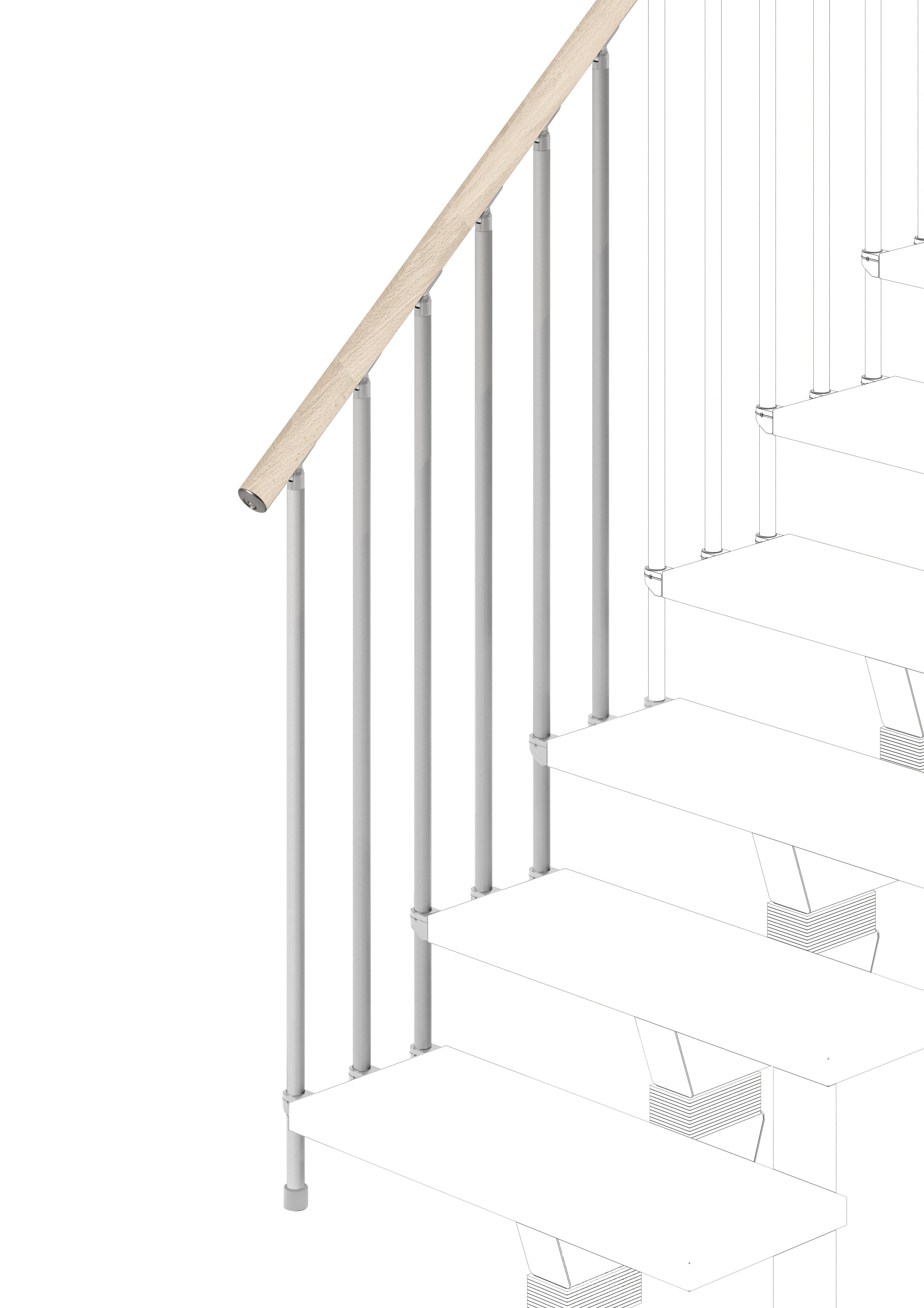 Railing for 3 steps Modularis (external side) - Whitened 84