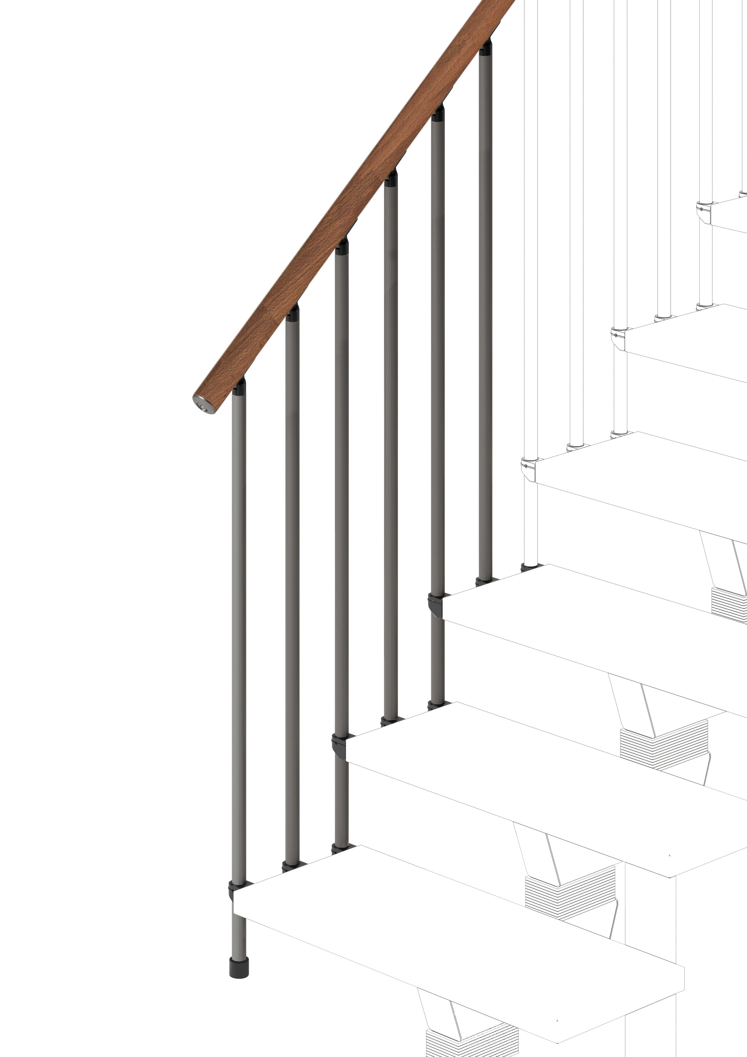Railing for 3 Modularis steps (external side) - Noce 25