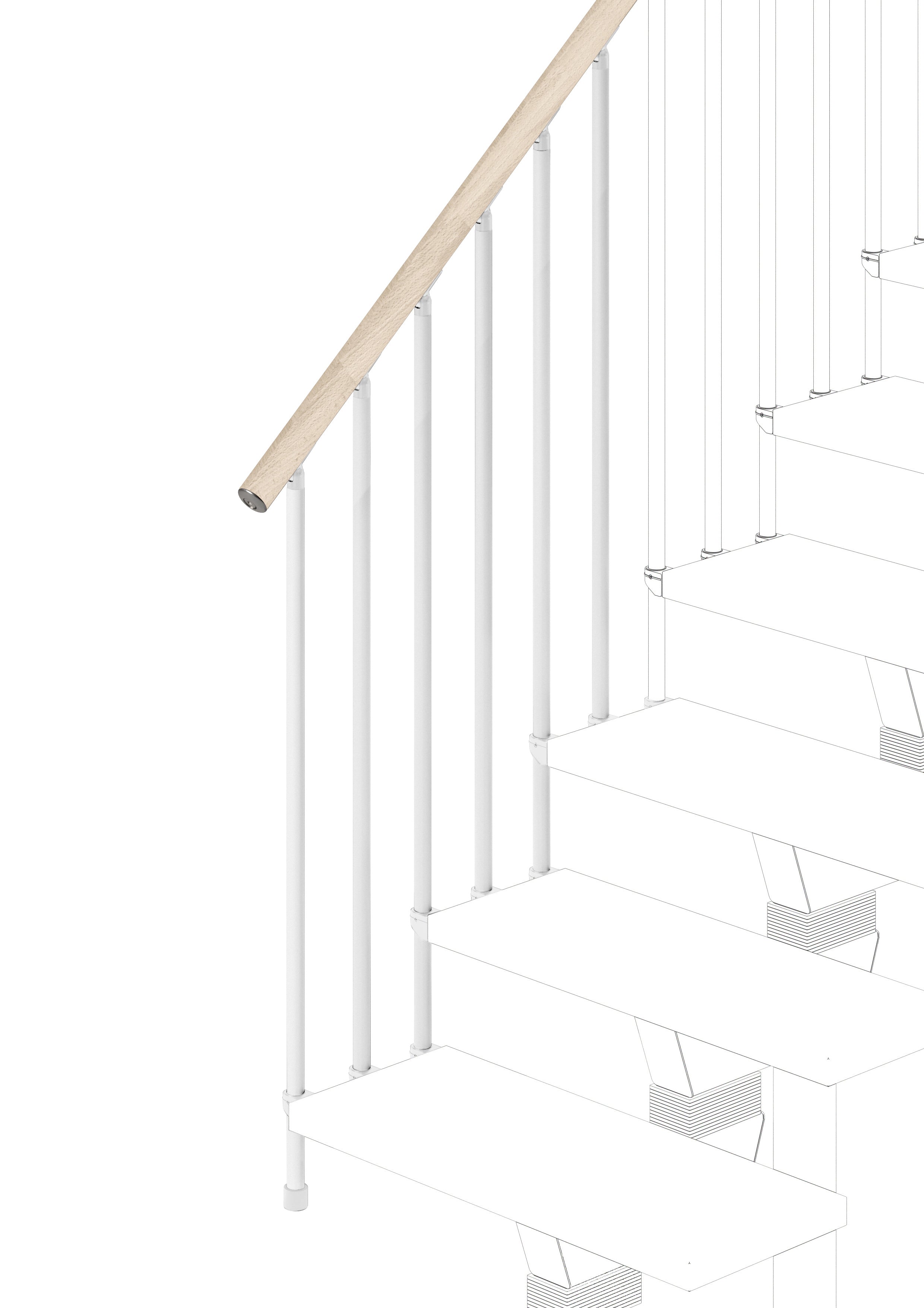 Railing for 3 steps Modularis (external side) - Whitened 84