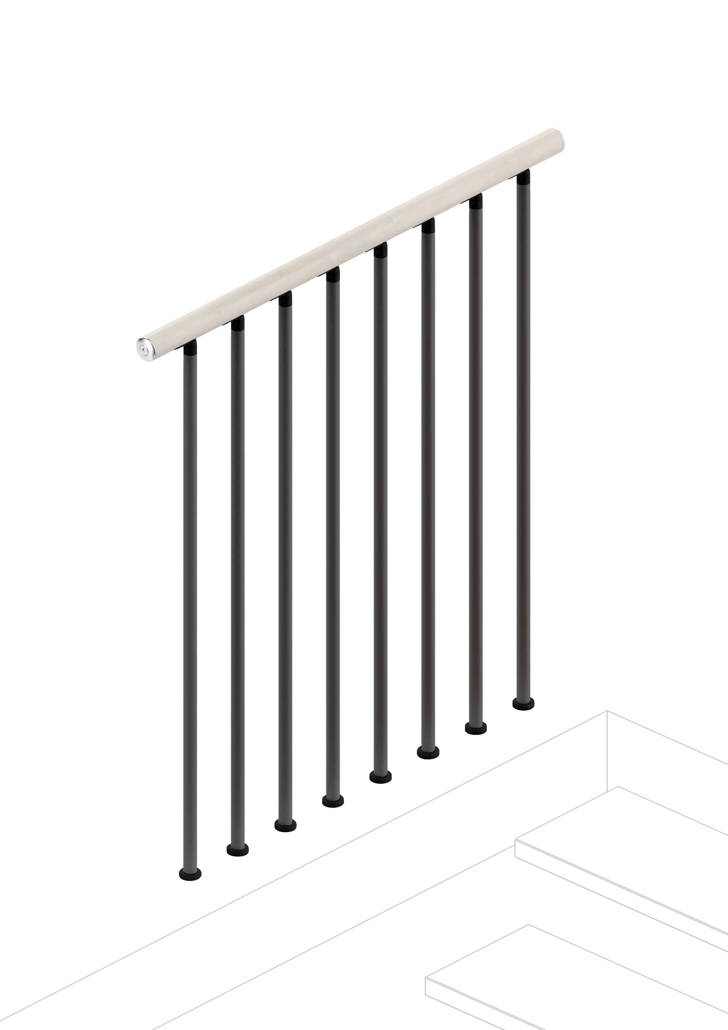 Balustrade for the upper floor (100 cm) - Whitened 84